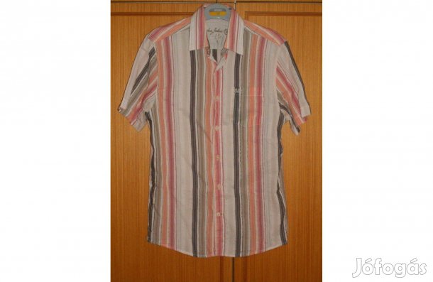 Férfi rövid ujjú ing, divatos, szép, színes, gyűrt anyag. S - es