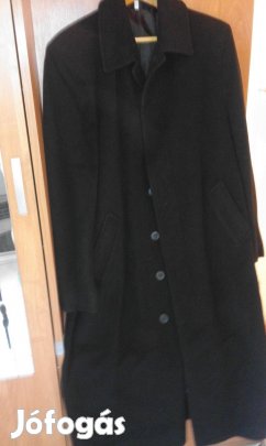 Férfi új fekete hosszú télikabát