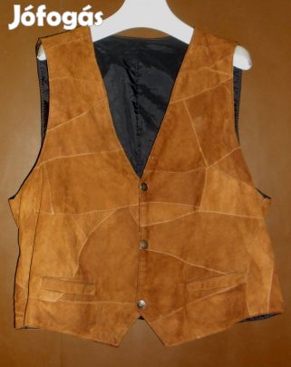 Férfi új rozsdabarna hasítottbőr mellény,42-44-méret!/20