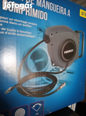 Ferrex 10 méteres kompresszor tömlő dob, csődob, tömlődob 