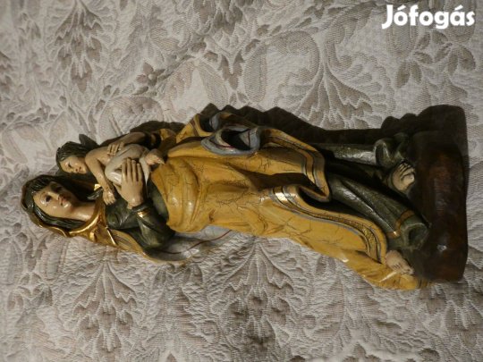 Festett, nagy méretű Madonna a gyermek Jézussal szobor