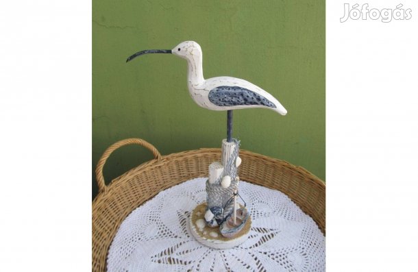 Festett fa dekorációs tengeri madár 32 cm