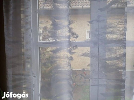 Festett fehér mintás, függöny Ólomzsinórral (5x 175cm) Behúzóval