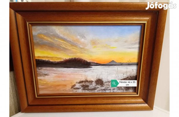 Festett kép keretben ( Balaton part ) 46 x 35 cm eladó!