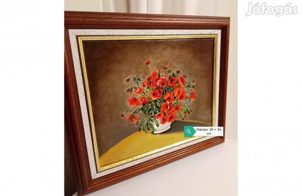 Festett kép keretben ( Pipacsok ) 39 x 34 cm eladó!