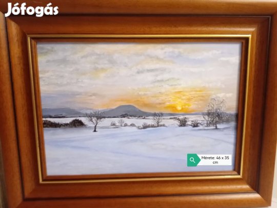 Festett kép keretben ( Téli Balaton ) 46 x 35 cm eladó!