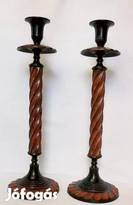 Festett modern gyertyatartó páros, bronzból, kifogástalan állapotban