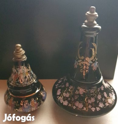 Festett porcelán krémparfüm tartó tégely