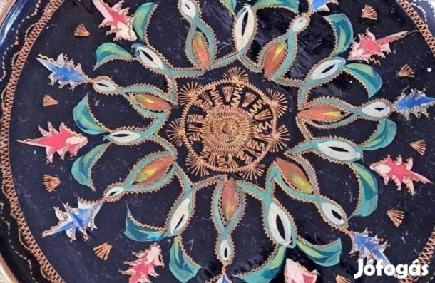 Festett réz fali dísztányér