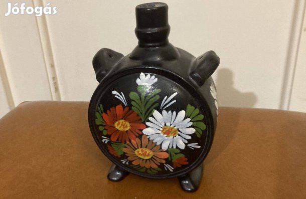 Festett virágmintás kerámia butykos dísz