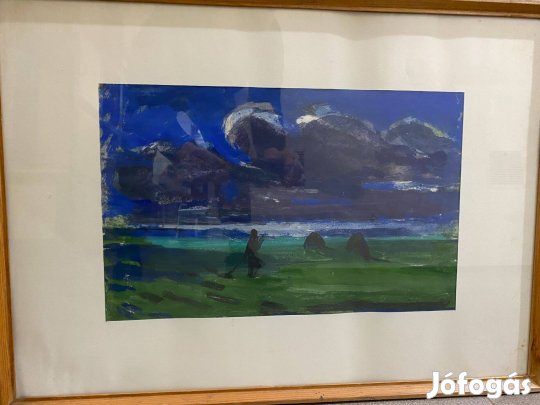 Festmény Lipták Pál Felhős táj 30x50