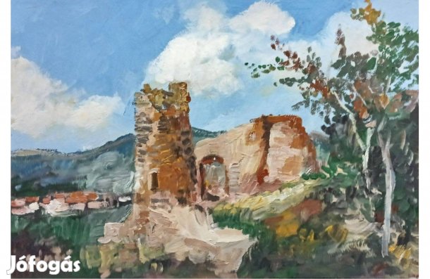 Festmény (02/68) Bánfi : Szigliget (olaj, karton, 50x35 cm)