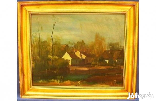 Festmény - Kun István - Város széle - Szignózott