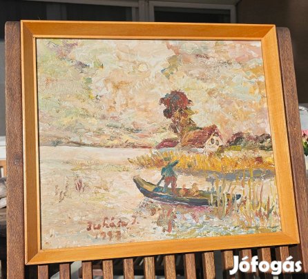 Festmény - kortárs életkép (36*41 cm)