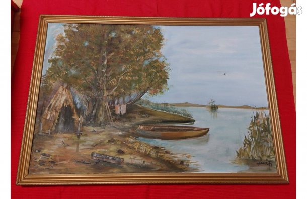 Festmény eladó. Livits László . Horgásztanya