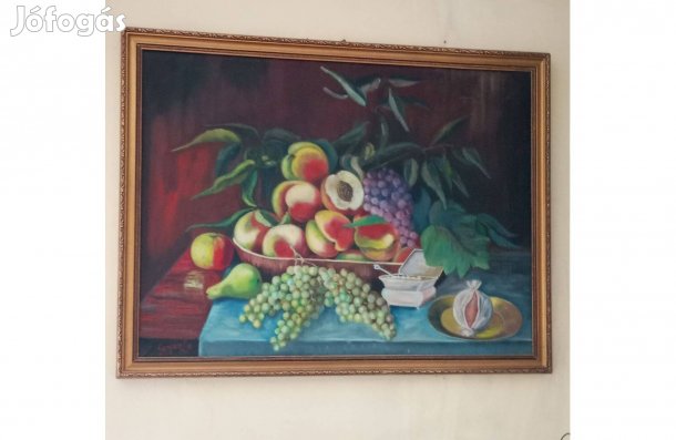 Festmény gyümölcsöstál csendélet