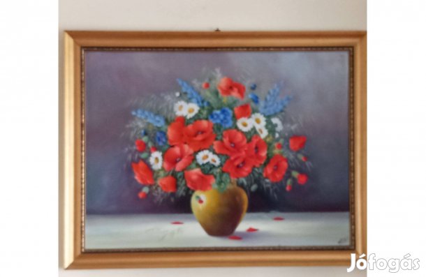 Festmény pipacsos csendélet