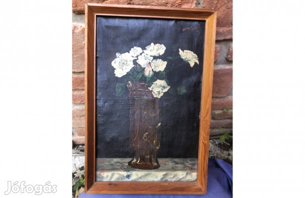 Festmény virág csendélet az 1960-as évekből 43*29 cm,vászon 10000 Ft