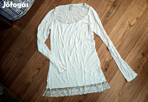Fhér csipkés női rugalmas tunika S-M