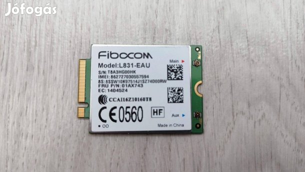 Fibocom L851-EAU 4G WWAN kártya mobilinternethez 7-8. gen. laptopokhoz