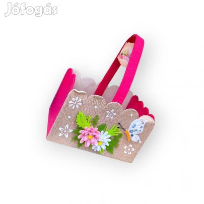 Filc húsvéti kosár virágmintával 18x13,5x11cm