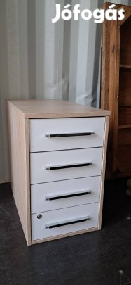 Fiókos irattartó, magasfényű fehér fiókokkal 80x43, 68magas