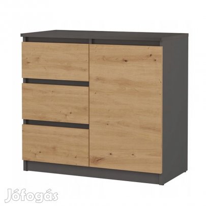 Fiókos komód hálószoba nappali bútor 80x35x77 cm barna szürke GW-04