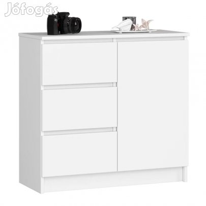 Fiókos komód hálószoba nappali bútor 80x35x77 cm fehér GW-03