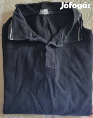 Fiú, férfi hosszú ujjú galléros fekete pamut póló, XL 700 Ft