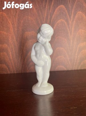 Fiú akt porcelán figura 12x4 cm Antik jelzetlen