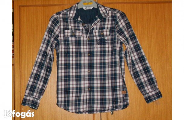 Fiú ing, újszerű - féláron ! H&M, kockás, feliratos. 140, 9-10 év
