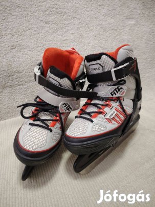 Fiú jégkorcsolya Fit 500, szürke, piros
