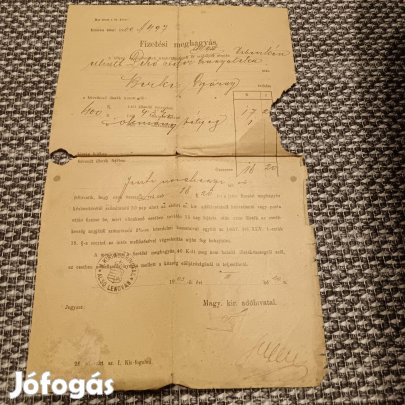 Fizetési meghagyás Magyar Királyi Adóhivatal ,anno 1903 ! Alsólendva