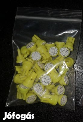 Flipper LED sárga T10 foglalat Új 19db