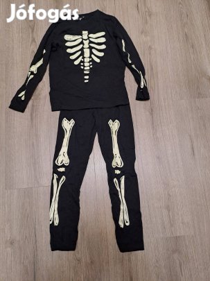 Fluoreszkáló gyermek csontváz jelmez inextenso 131-143 cm