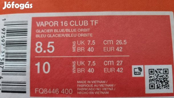 Foci cipő Nike Vapor 16 club TF EUR 42