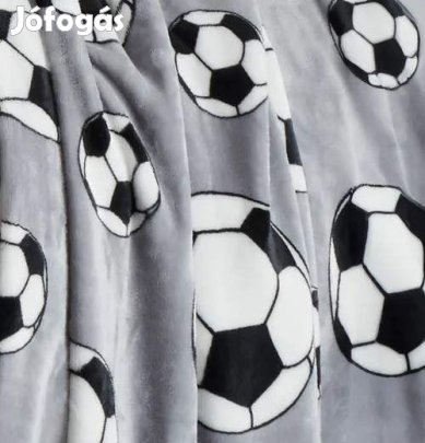 Focilabda mintás 150x200cm plüss takaró, pléd wellsoft szürke foci