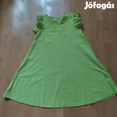 Fodros ujjú lenge sárgászöld női ruha S M