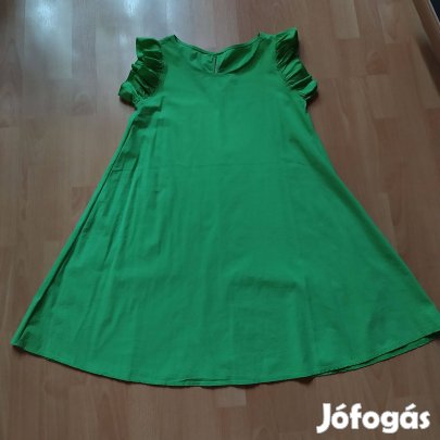 Fodros ujjú lenge zöld női ruha S M Új