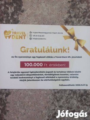 Fogászati utalvány 100 000 Ft értékben