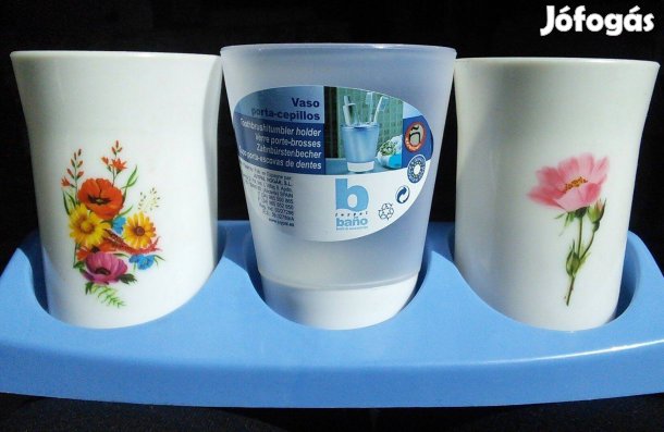 Fogkefe fogmosó pohár tartóval tartó virág minta virágos