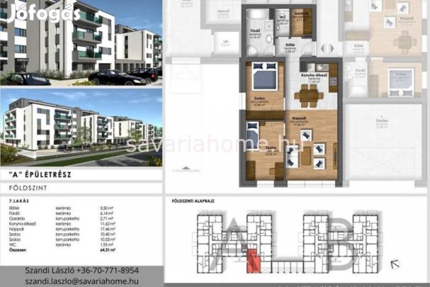 Földszinti, 2 szoba + nappalis, újépítésű lakás foglalható,