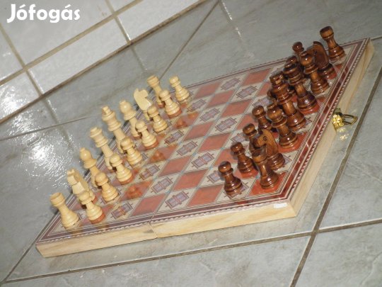 Fóliás fa sakk készlet Backgammon és Dáma társasjáték nr.6