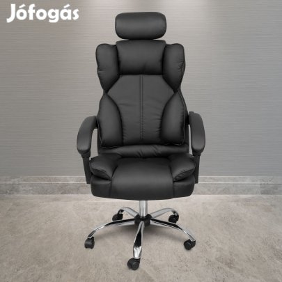 Főnöki irodai szék, forgószék fejtámlával fekete (JM808-BLACK-7)