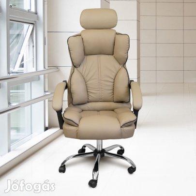 Főnöki irodai szék, forgószék fejtámlával khaki (JM808-KHAKI-7)