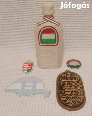 Fonott Butykos & Kerámia / Jelvény & Hímzett Koronás Címer + Matrica