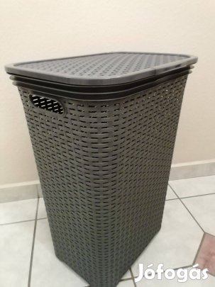 Fonott, rattan hatású szennyestartó kosár harmadáron, új állapotú