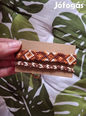 Fonott karkötő szett barna