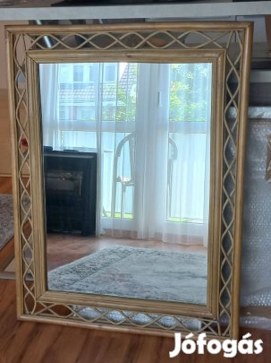 Fonott rattan keretes tükör hibátlan, újszerű, állapotban, olcsón ela