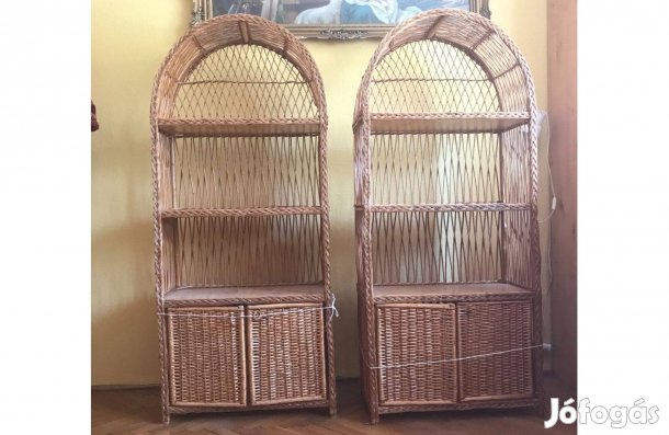 Fonott vessző szekrények, 2 db